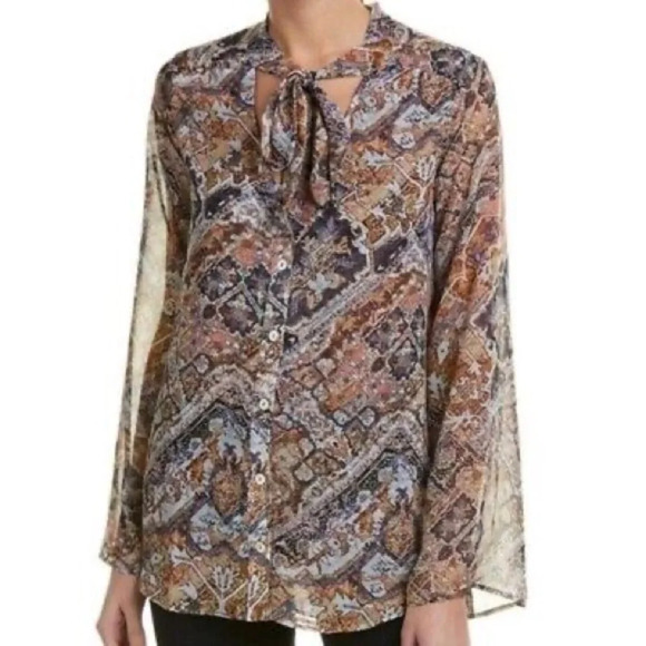 Show Me Your Mumu Button Down Tie Neck Size XS - Picture 1 of 6